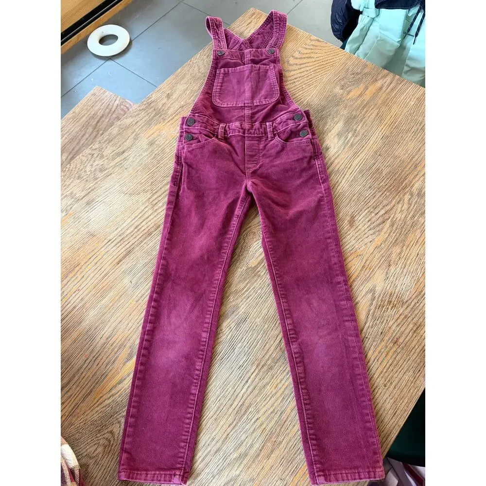 GAP Denim Kids Girls Corduroy Overalls Burgundy Skinny Size 6-7 (S)